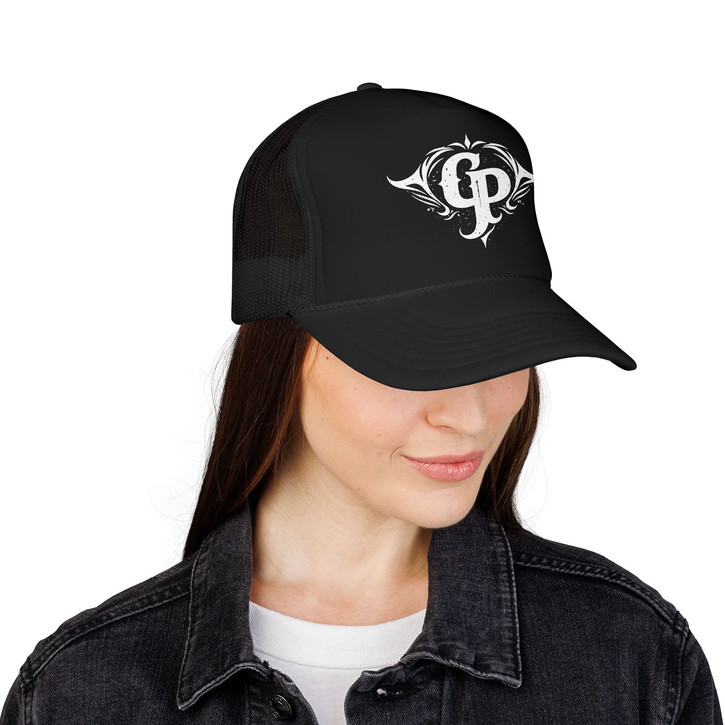 Ornate CP Monogram Foam Trucker Hat | Distressed Vintage Logo